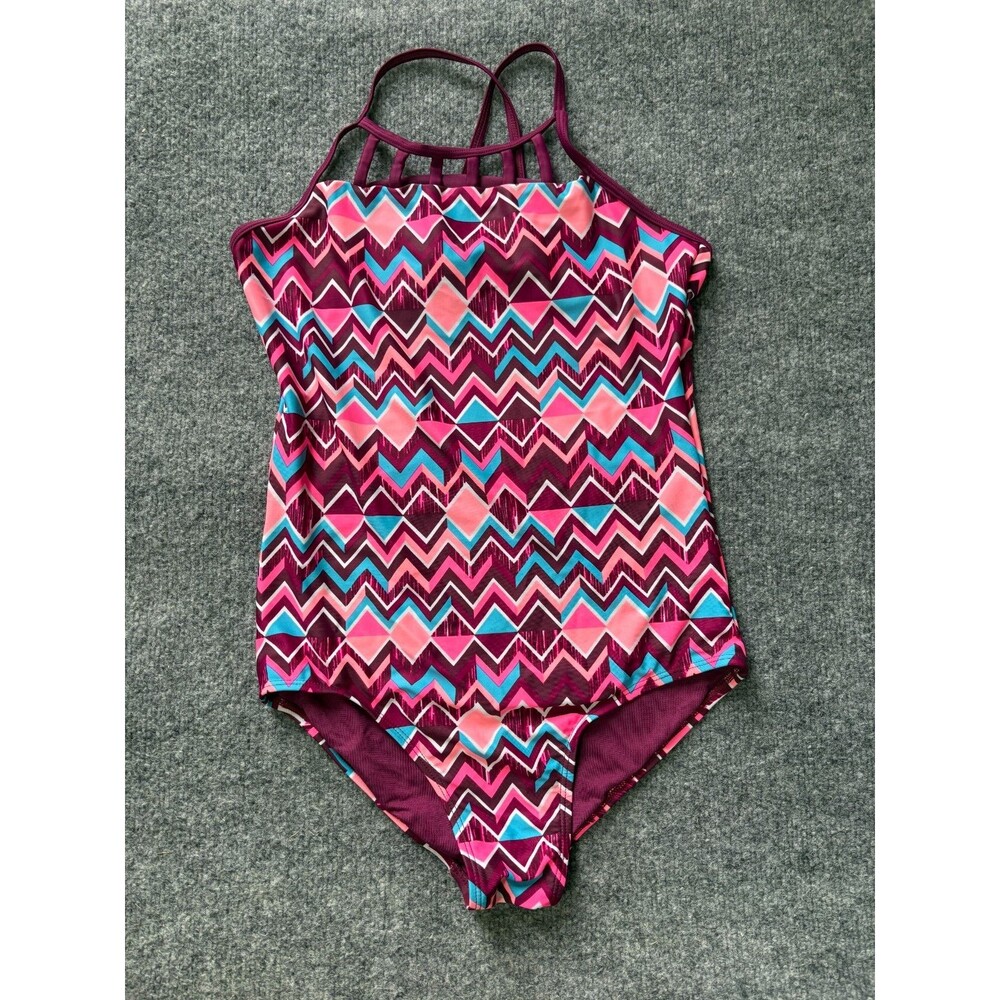 JUSTICE SWIMSUIT Girls Size 18 One Piece Purple Bathing Suit